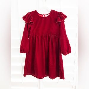 Red Velvet Long Sleeve Girls Dress